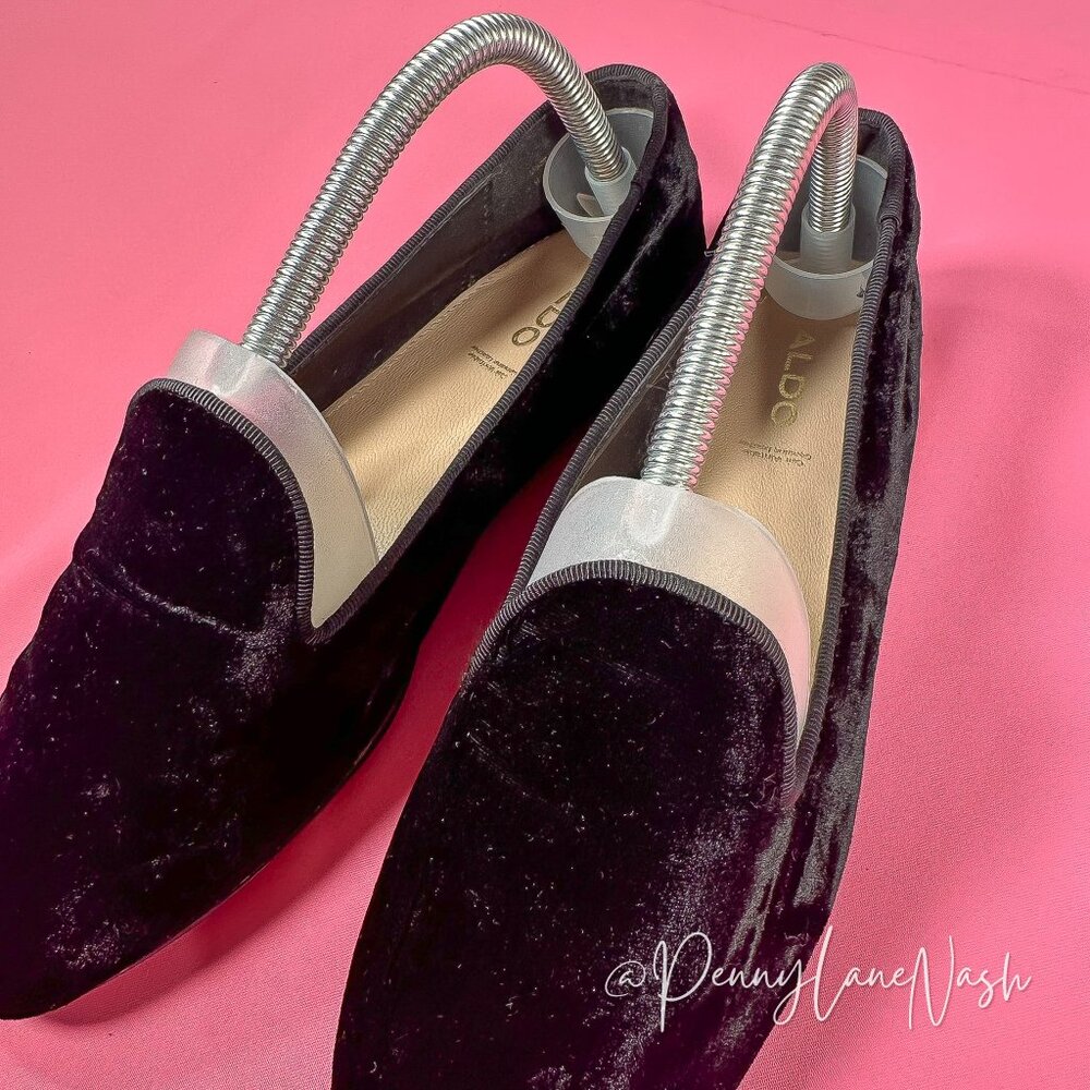Aldo Danilova Velvet Flat Shoes Size 7.5 Black - Picture 7 of 8